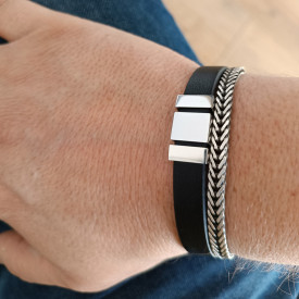 Pánsky kožený náramok na gravírovanie 3x ID (1x veľký + 2x mlaý)